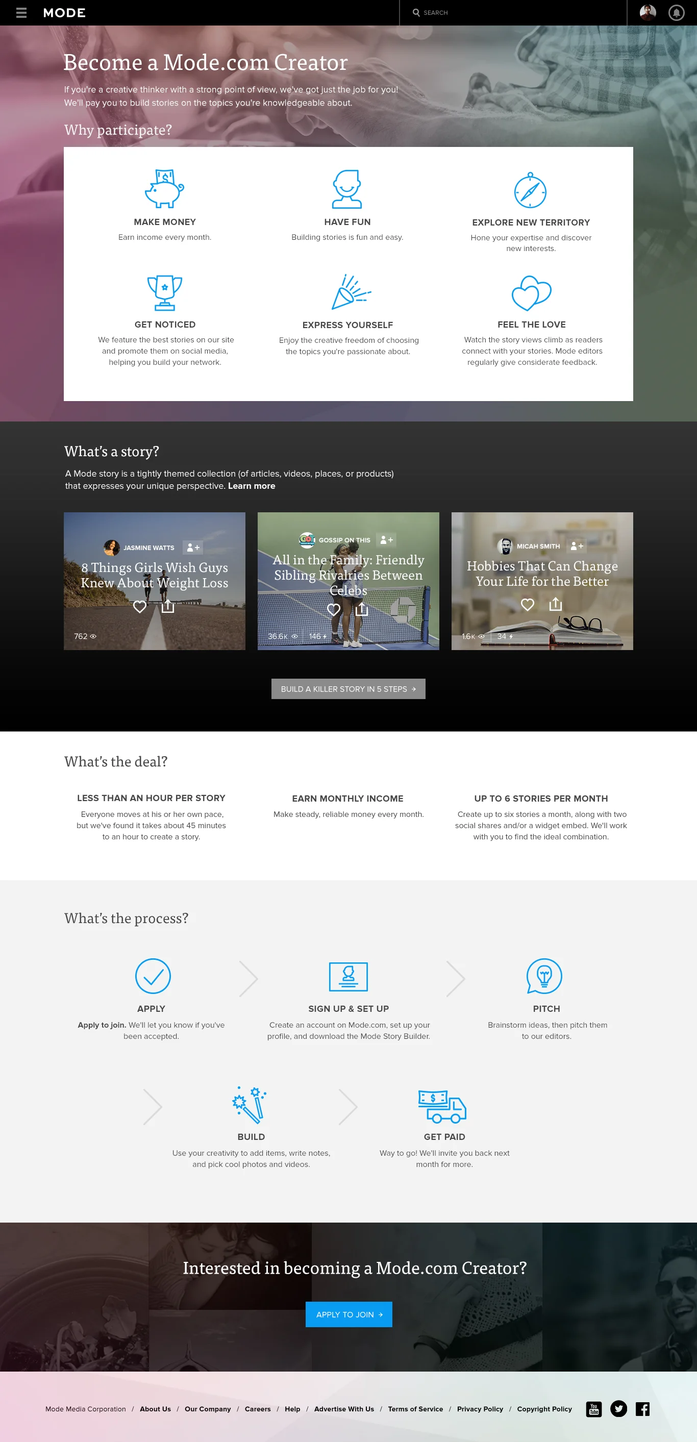Creator Program, overview page 