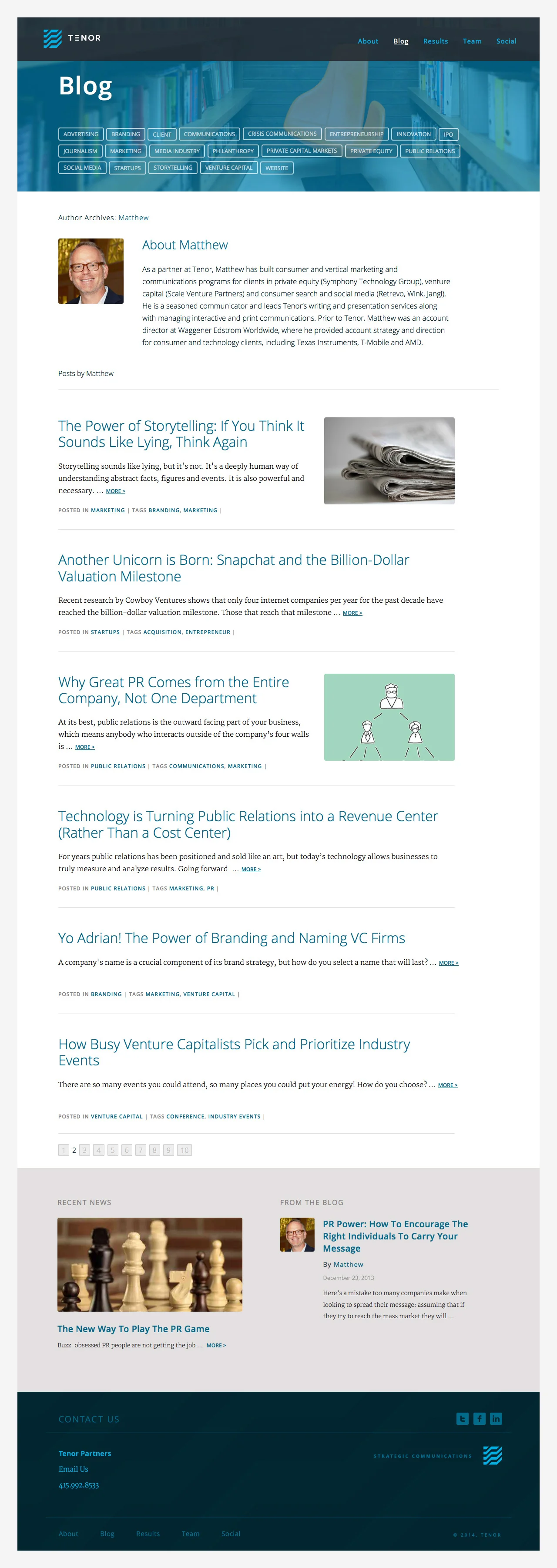   Blog landing page  