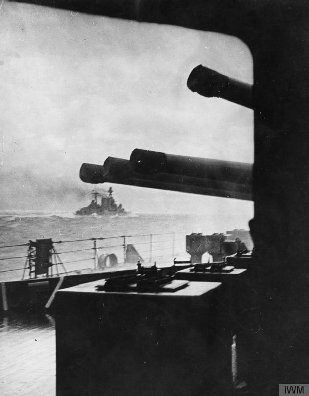 The last certain photo of HMS Hood , taken from HMS Prince of Wales on the morning of 24 May 1941 shortly before Hood blew up and sank with all but three of her 1,418 crew (Imperial War Museum, HU S0190).