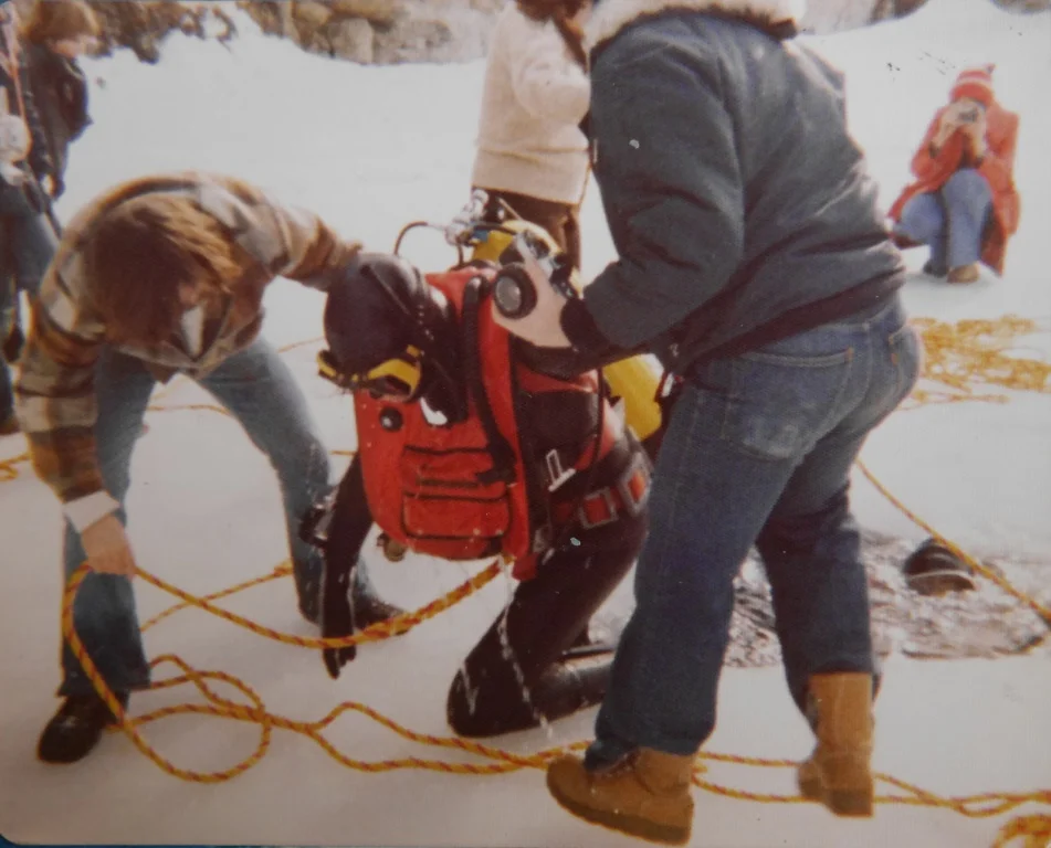 My first ice dive, Elora Quarry, Ontario, 1979