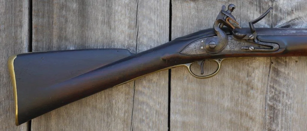 A Brown Bess musket of the War of 1812 period stamped MSR: De Meuron's Swiss Regiment?