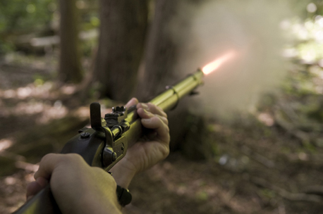 Image of me shooting an 1860s Snider-Enfield rifle, just as Lieutenant Howard does in my novel The Tiger Warrior (photo: Alan Gibbins).