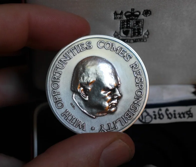 Churchill Medallion awarded to me on completion of my Winston Churchill Memorial Trust Fellowship.