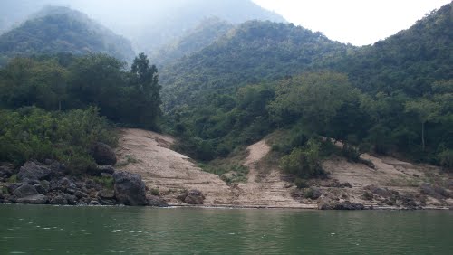 A view of the jungle near Rumpa from the Godavari river. The problem with mosquitoes, especially during the monsoon, can easily be envisaged.