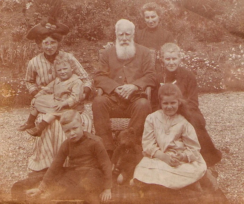 The boy in this photo, taken at Northam, Devon, about 1915, is my grandfather Lawrance Wilfred Gibbins ; behind him is his mother Helen Mary with her daughter Monica, and in the middle is Helen's grandfather Captain Thomas Edward Gordon , with two of his daughters and a niece on the right. Like his father James before him Thomas had retired to England, leaving management of Clifton Station in New Zealand to his sons, and he lived for many years in a large house called Porthill in Northam and then at Cluden Bank (where this photo was taken) near 'Westward Ho' where he was able to indulge in his passion for golf. Because I knew my grandfather very well - he died in 1986, when I was 23 - and he remembered these visits to his great-grandfather, this picture bridges the generations for me back to the time of Thomas' birth in Benares in 1828 when India was still ruled by the East India Company.