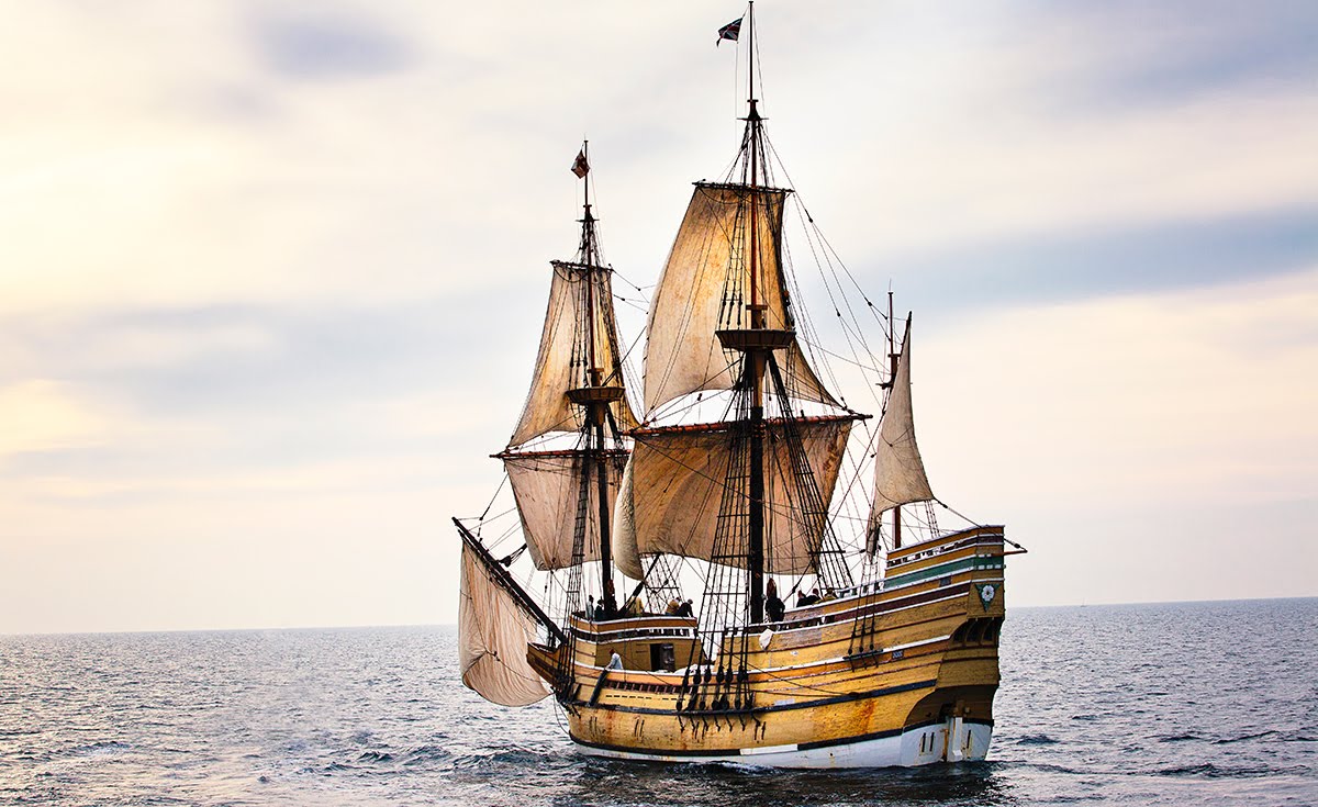 Mayflower II , built in 1955-6 and currently under restoration in Mystic, Connecticut, prior to its planned return to Plymouth in time for the 400th anniversary of the arrival of the original Mayflower in 1620. The Fortune , which brought Thomas Prence and 33 other settlers to Plymouth Colony in the following year, was only one-third the size of this ship.