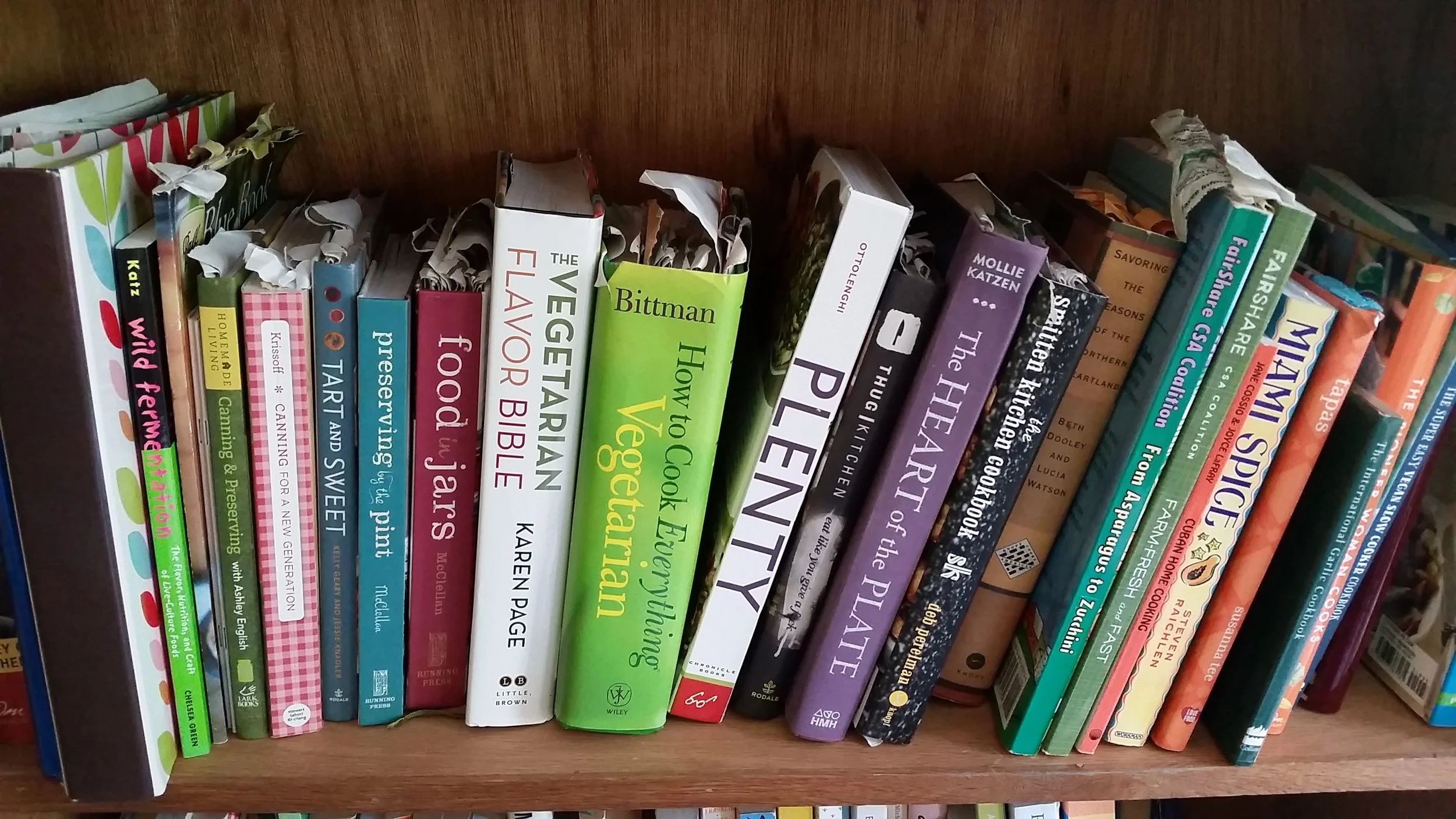 Some of my cooking inspiration on the shelf
