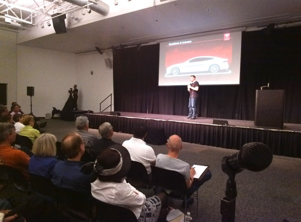 Getting ready to ask Elon Musk a question at the Tesla annual shareholder meeting