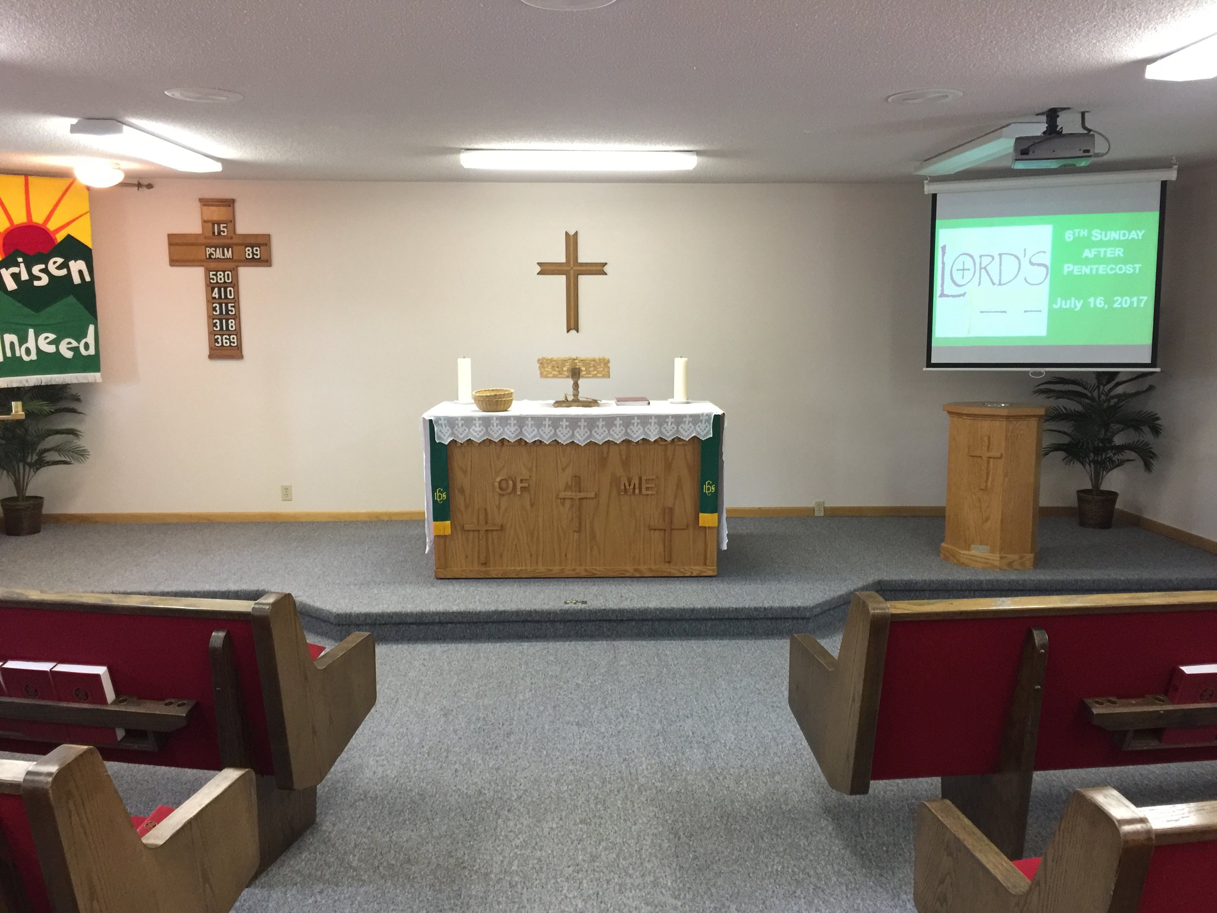 Worship Service Sundays at 10:45 a.m. Christ is our center, our solid foundation, our all in all. As believers we gather together to strengthen the love and trust we have in this Savior. We open our hearts to sing his eternal praises.