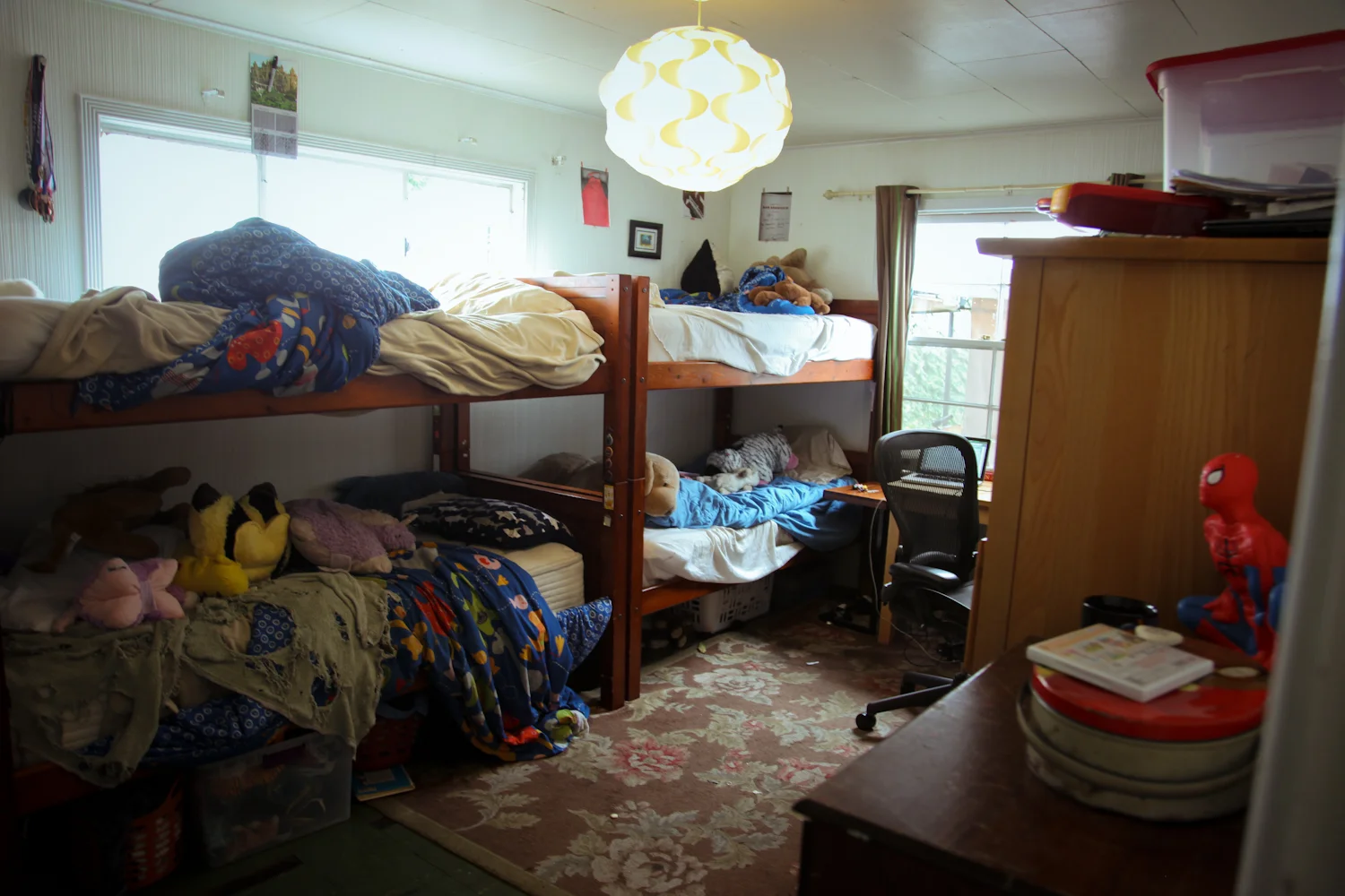 The boys' room doubles as Dad's office during the day.