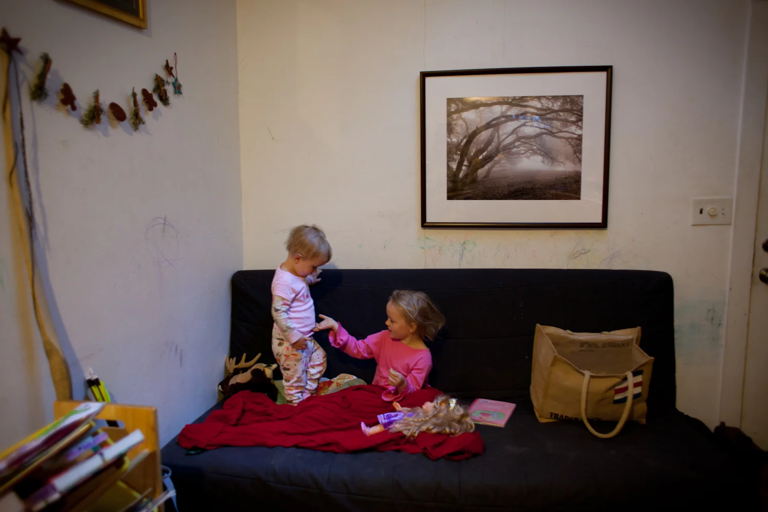 Karaleigh is on the left and Aria is on the right. I arrived soon after they woke up that chilly winter morning.