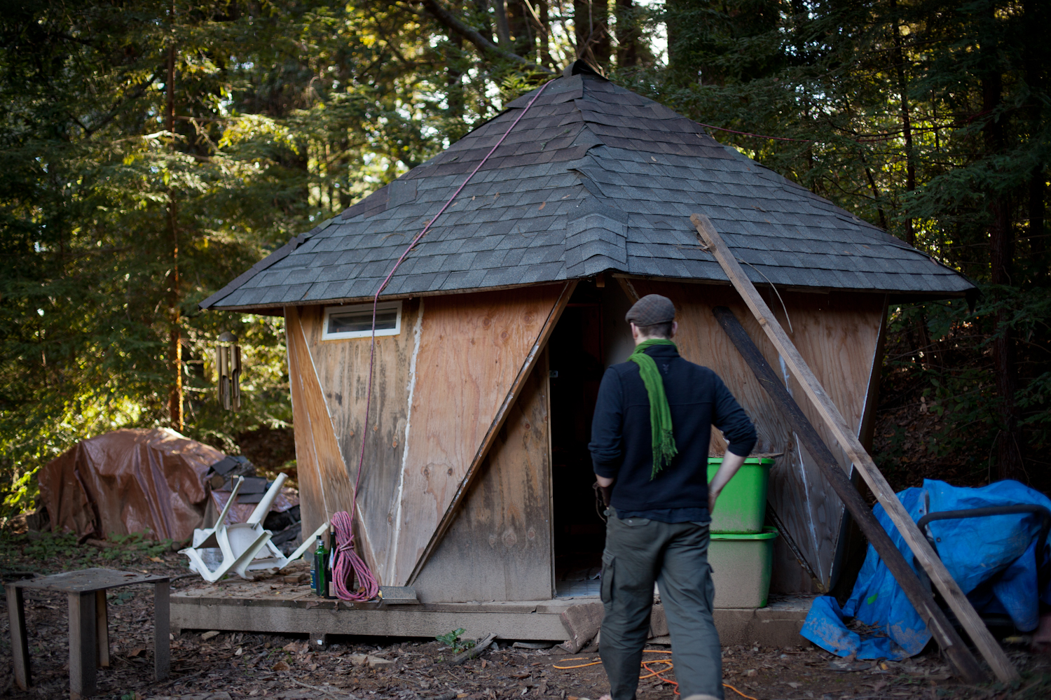 Every parent needs their own space. This is Colin's star jointed annex that he built himself