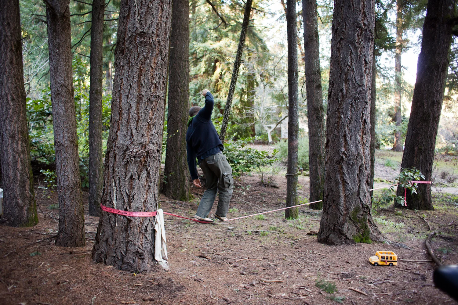 Jaclyn wanted some photographs of Colin on his slack line. Have you ever tried walking on one of this things? It's hard! 