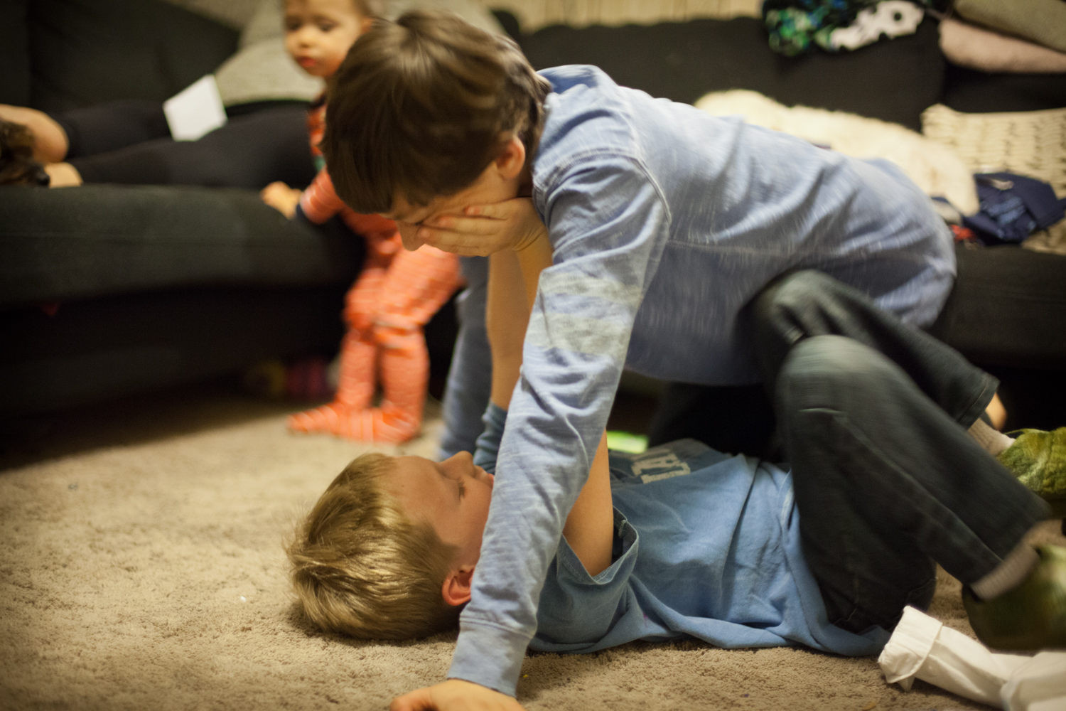 Brothers being brothers. They love each other, I promise! 