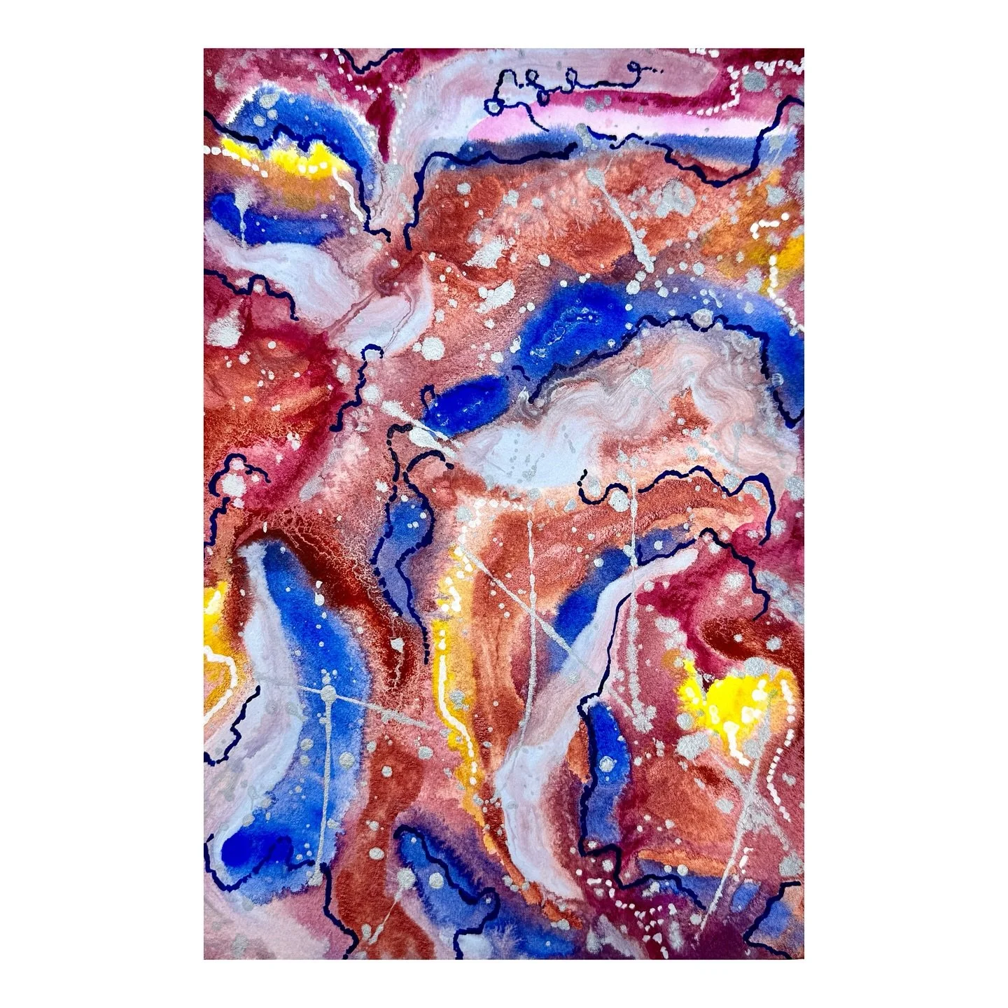 EVERY MOMENT IS A GIFT. SLOW DOWN AND SAVOR. CONNECT TO YOUR JOY AS YOU ARE CONNECTED TO EVERYTHING. 

➰The Threads of Joy ➰
Acrylic, ink, gesso, watercolor pencil on Arches 
10x14

I painted this at the same time I worked on the pink painting for Is