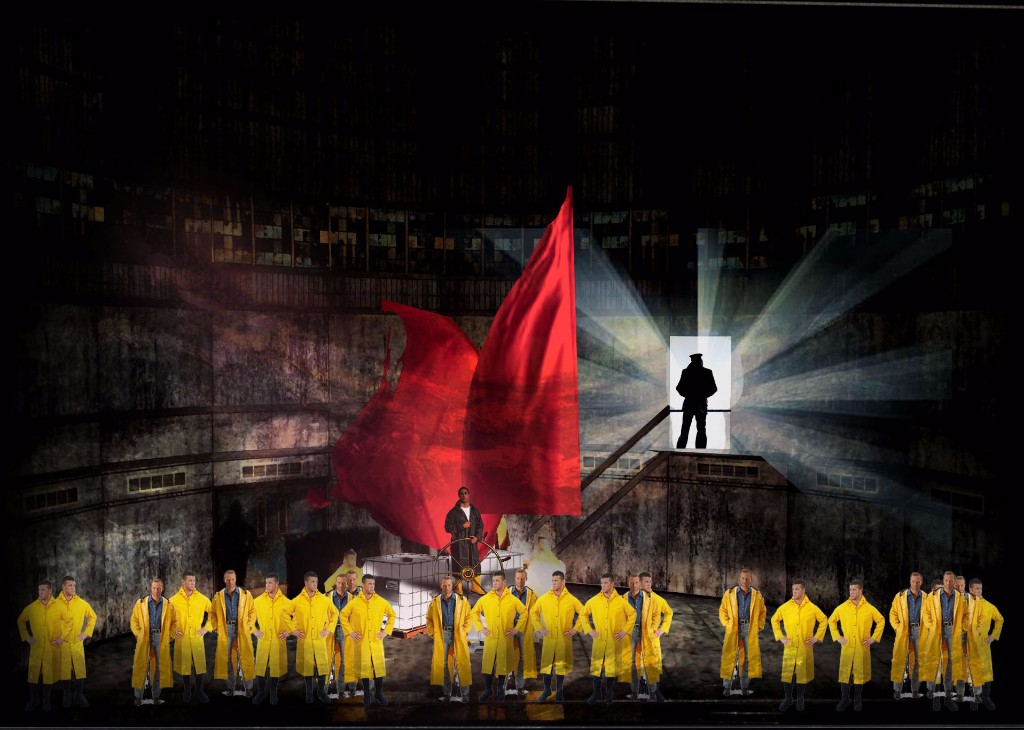Early look at The Flying Dutchman , designed by Jacob Climer with projections by S. Katy Tucker