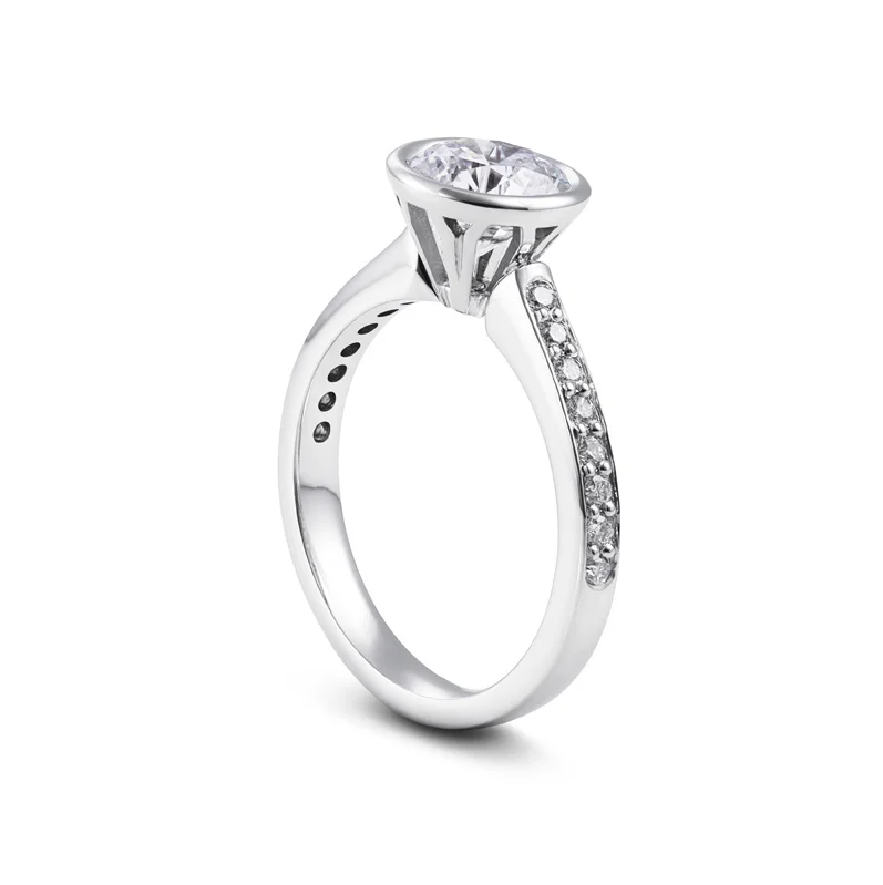 Bezel Set Brilliant Cut With Pave band