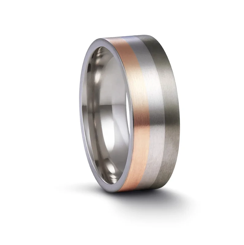 Grey Scale Ring, Rose Gold, Platinum and Titanium