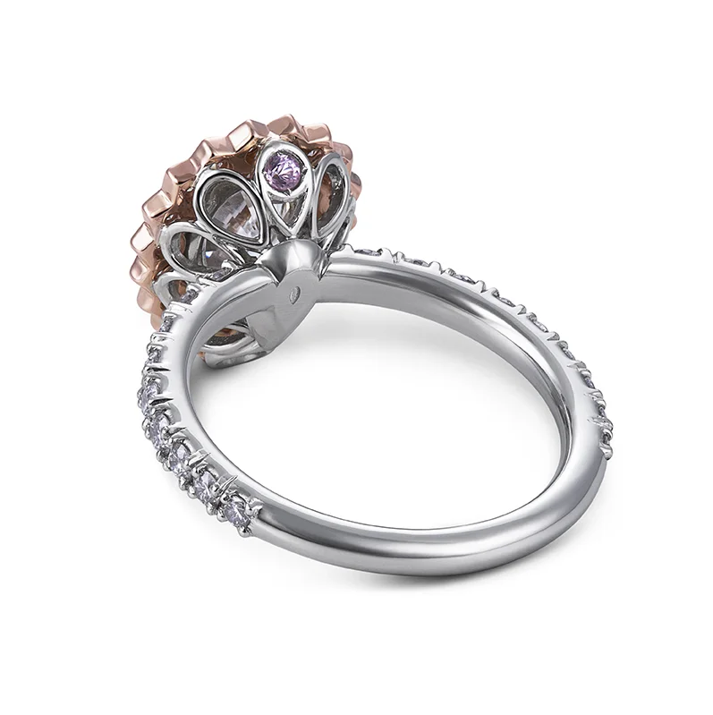 Lotus Pear Shape Diamond Rose Gold Halo Ring