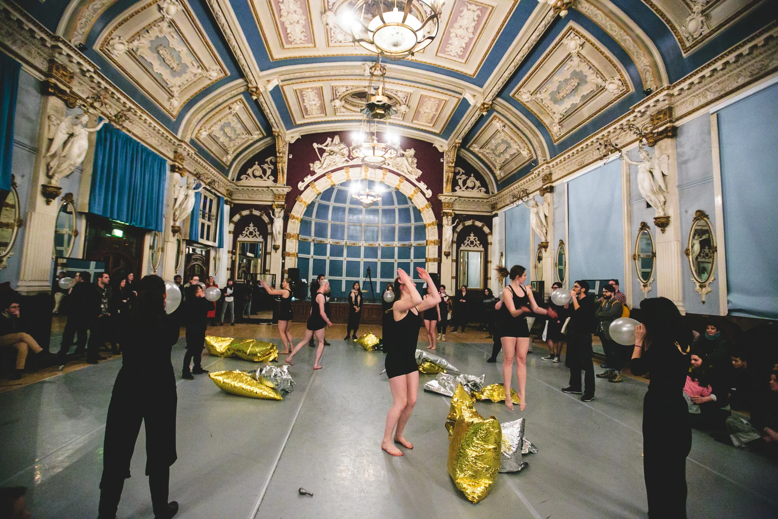 'Out of Thin Air' for walking choir and dance. Collaboration with choreographer Elena Koukoli. Old Finsbury Town Hall, London, 2 April 2016.