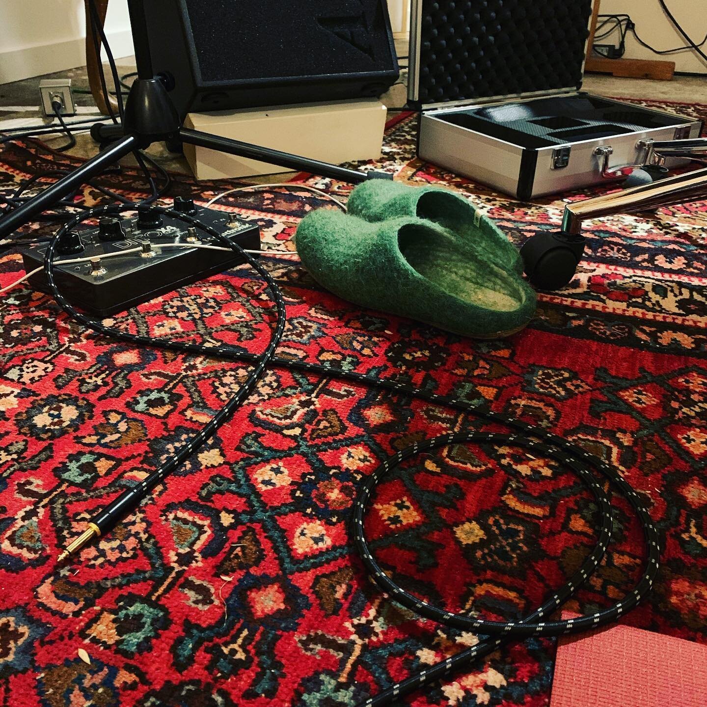 Slippers and a cable. Day 6/100 #100daysofpractice #cello @aeramps @tcelectronic
