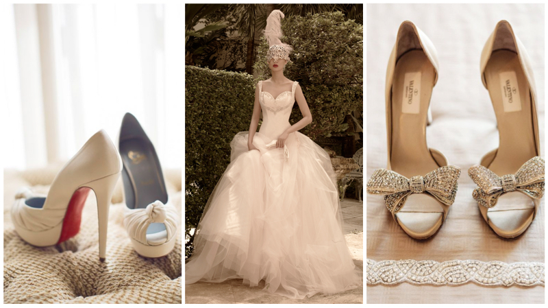 Shoes: Christian Louboutin . Dress: St. Pucchi 9457 Shoes: Valentino via Colin Cowie Weddings