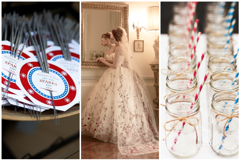 Sparklers: Favors and Flowers . Dress: St. Pucchi 9456 . Mason Jars via Style Me Pretty .