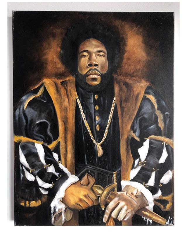 Questlove | Oil on Canvas | 24&rdquo;x18&rdquo;.
I&rsquo;m putting this original oil painting of @questlove up for sale. I painted this piece a few years back and it was inspired by Rembrandt and Goya. This is one of my favorite pieces to date. I&rsq