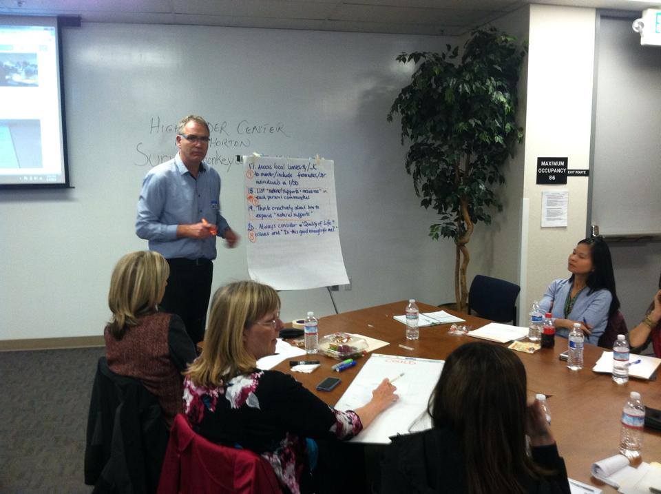 David helping his group brainstorm.