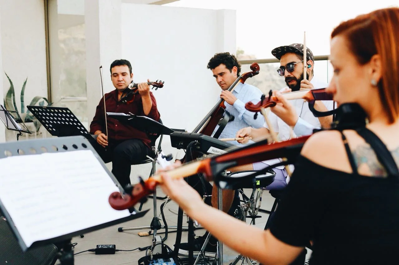 electric string quartet cuarteto de cuerdas electrico violinista cello chile