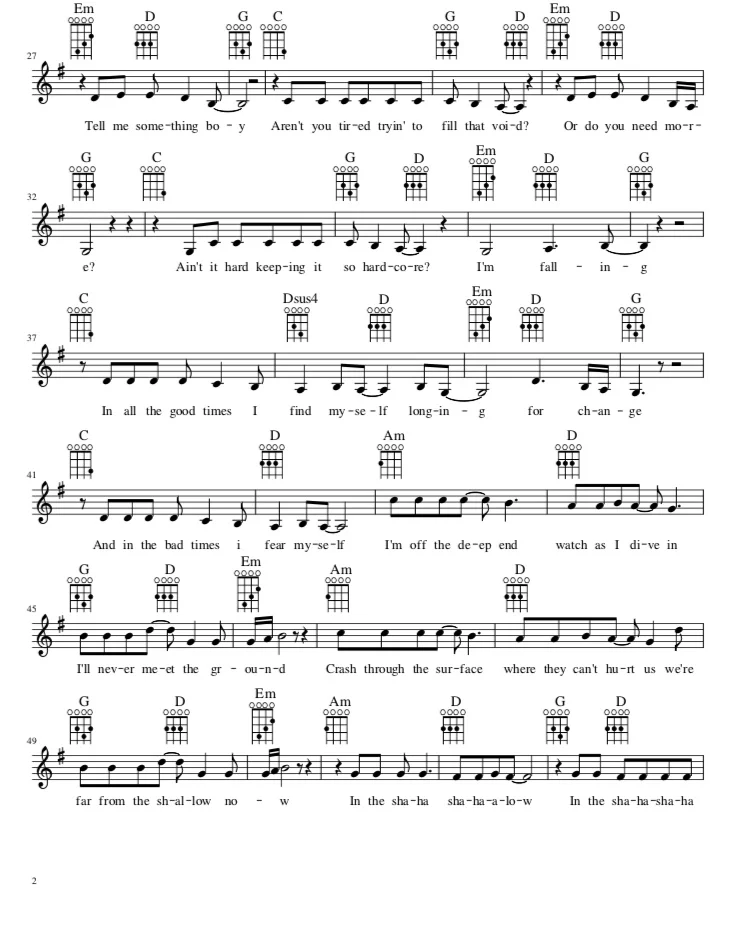 Shallow pdf sheet music score free