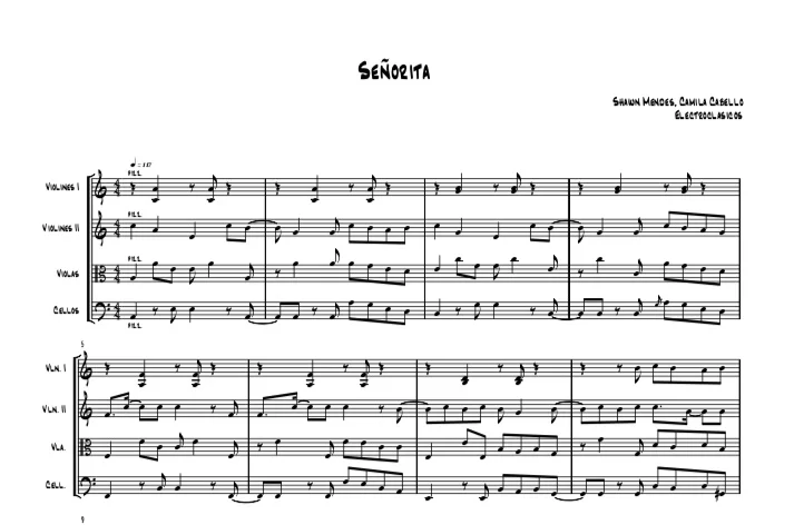 Sheet Music String Quartet, Señorita Camila Cabello y Shawn Mendes