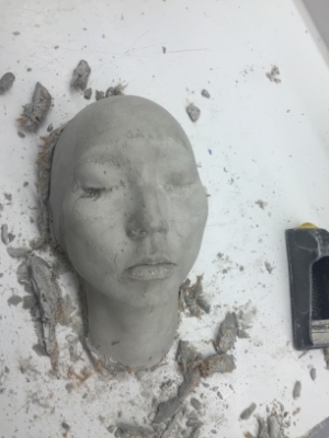 The silicone mold is filled with cement to make a positive stone. RIP lashes :( More castor oil should have been applied!