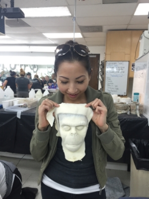 After carefully removing the mask from the mold, my monkey foam latex prosthetic came out perfectly, phew!