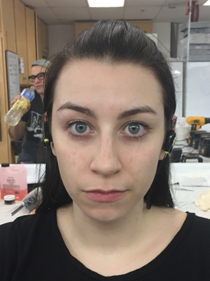 Ready to apply the foam latex prosthetic onto my partner's face!