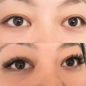 Before and after Natural Glam! These lashes gently enhance your eyes. What a difference lash extensions make!! And the best part is, this set looks very natural, no one will be able to tell you weren't naturally born with these beautiful lashes!