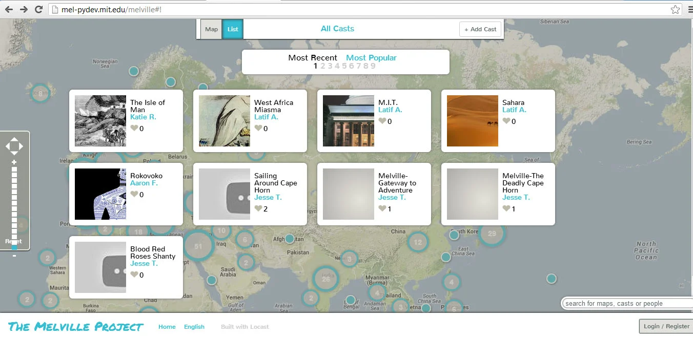 The information are browsed by the recent content and the map.