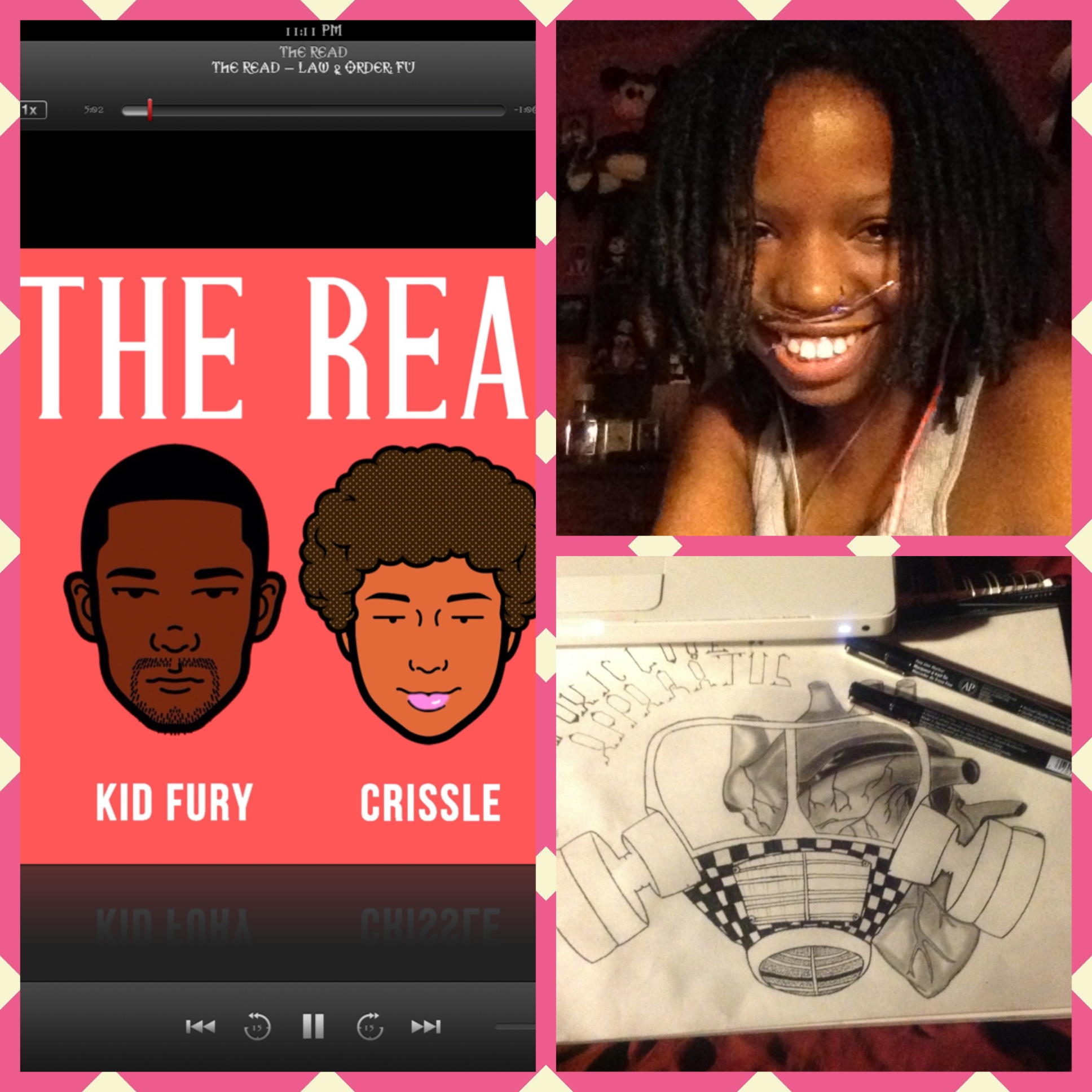 Enjoying two of my favorite things. The Read and my art. Thanks for the late night laugh Crissle & Kid Fury. Epiphanie M. Inkster, Michigan, USA 