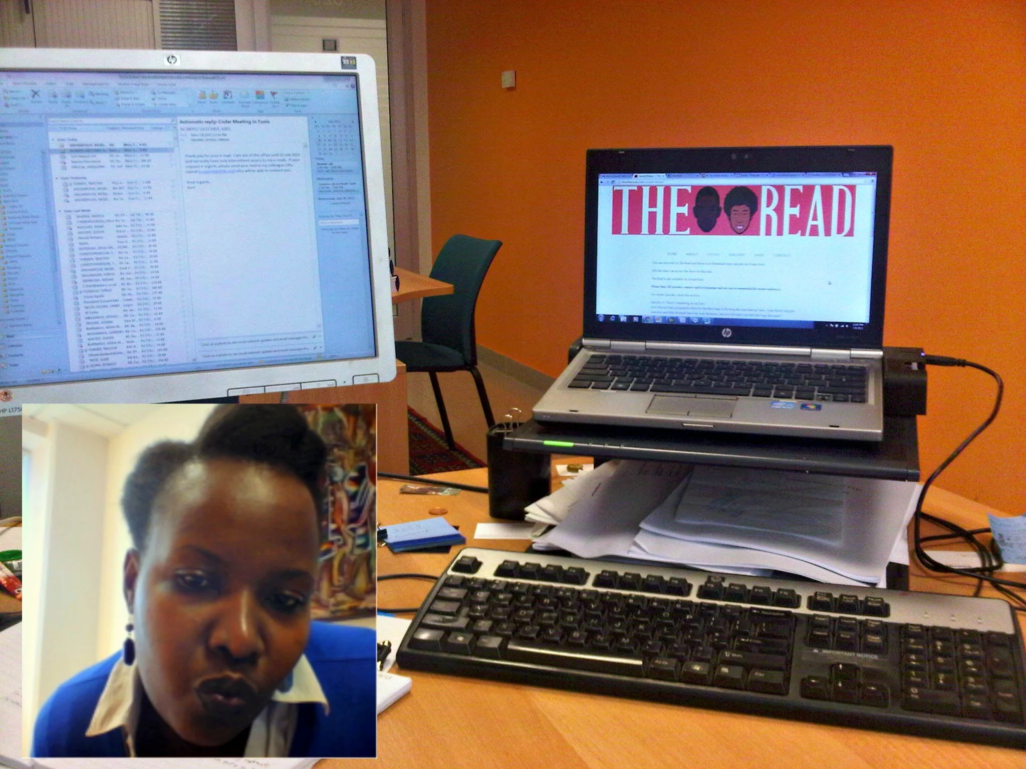 Bonjour from Tunisie! Listening at the office and laughing my ass off - thank god my office-mate is away on vacation! Rhoda , M Tunis, Tunisia 
