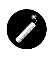 A lit firework with a bright spark, set against a black background.