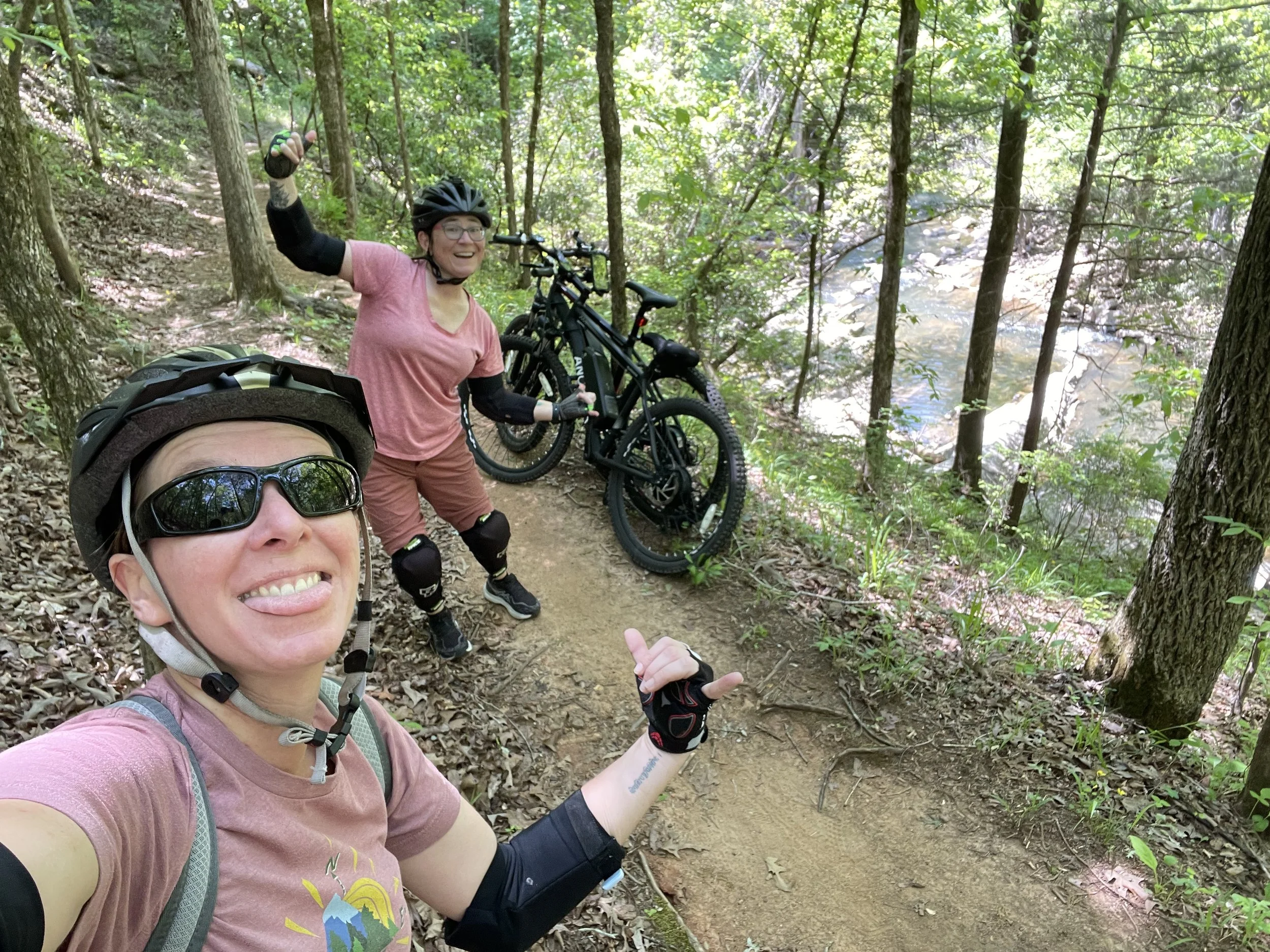 2 people biking