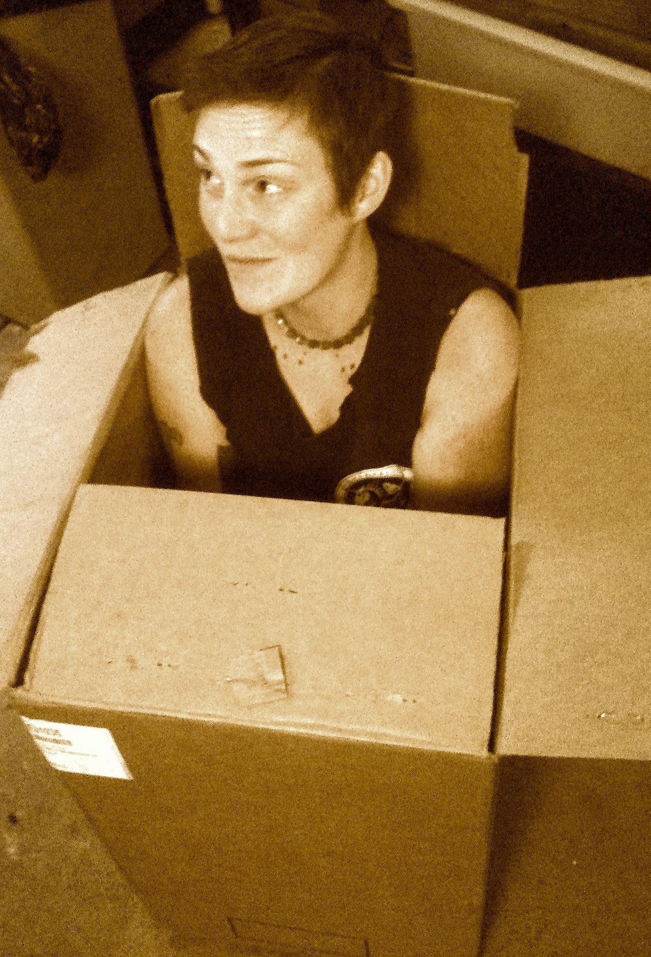 (This is Quick in a big cardboard box.)