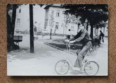 “This was my all-time favorite bicycle, but my pants were awful!” reflected Miguel. This snapshot was taken three months before his life changed completely. 