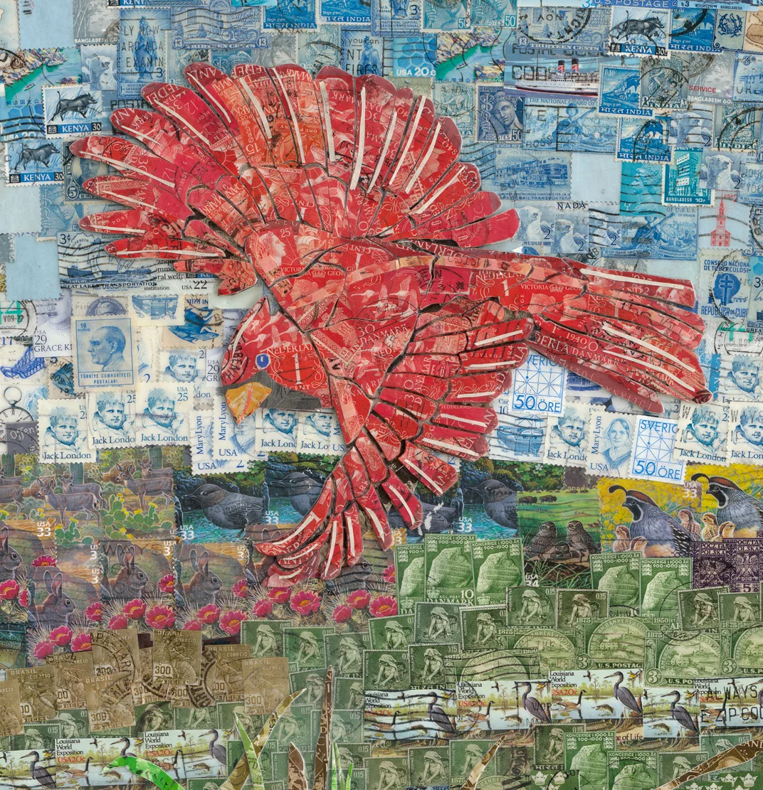 Detail of Cardinal Over Pond . . . . . . .