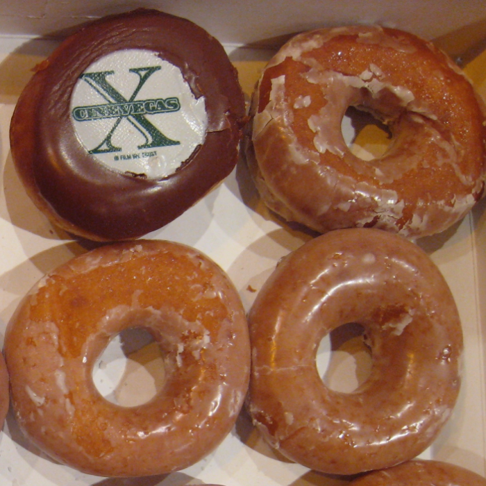 Yes, you’re seeing that right. CineVegas Krispy Kreme donuts. Photo © Film Festival Secrets.