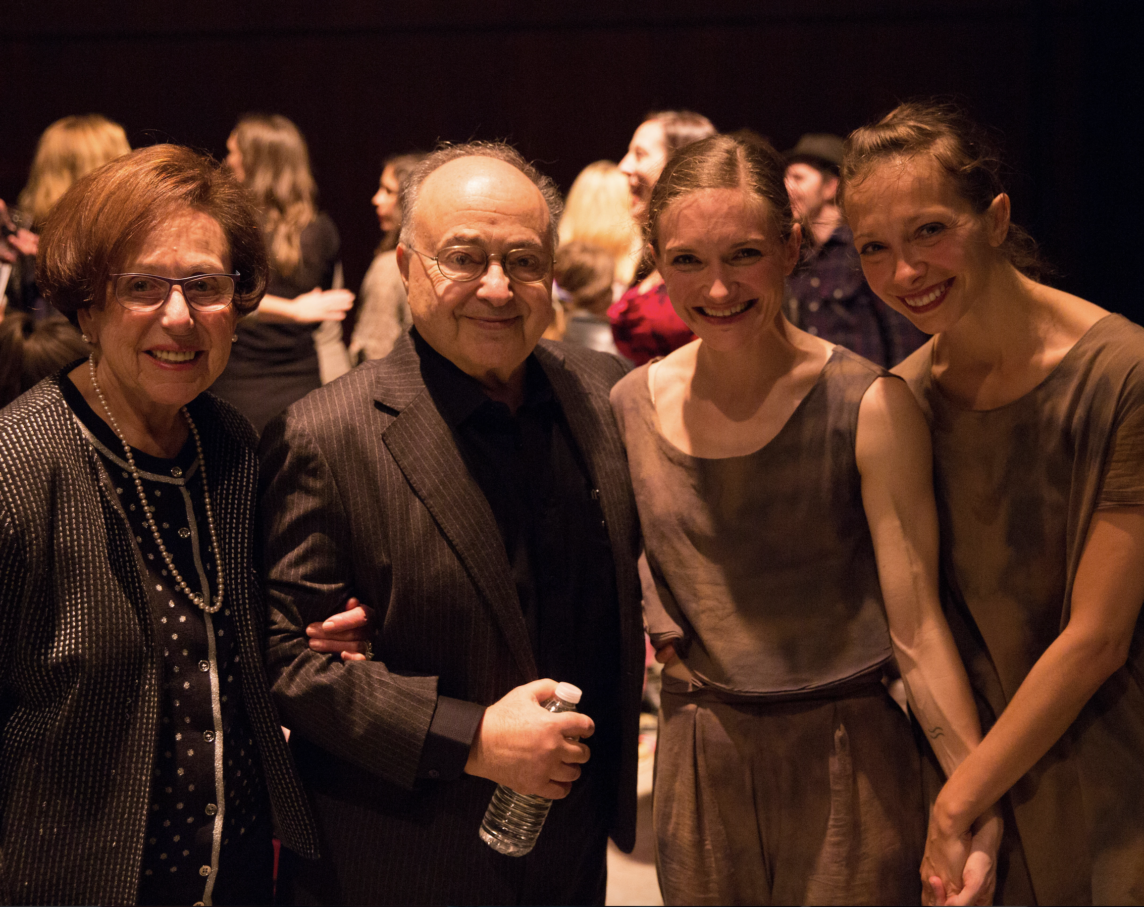 Esen & Cano Ozgener, Banning Bouldin, and Ana Maria Lucaciu (L to R) after New Dialect's Souvenirs premiere at OZ Arts