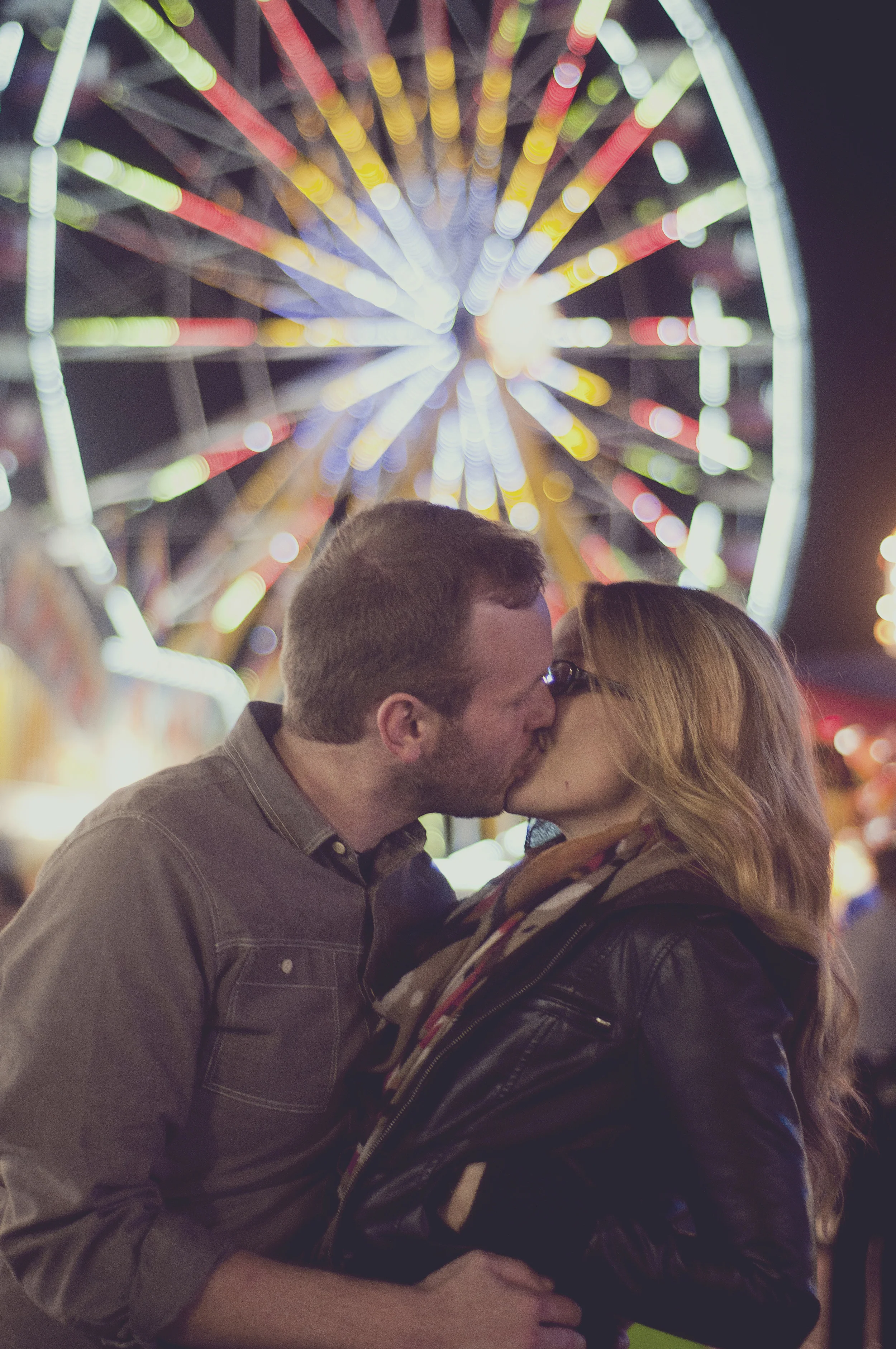 Our shoot was on the last night of the State Fair, and the rides at night provided the perfect backdrop!
