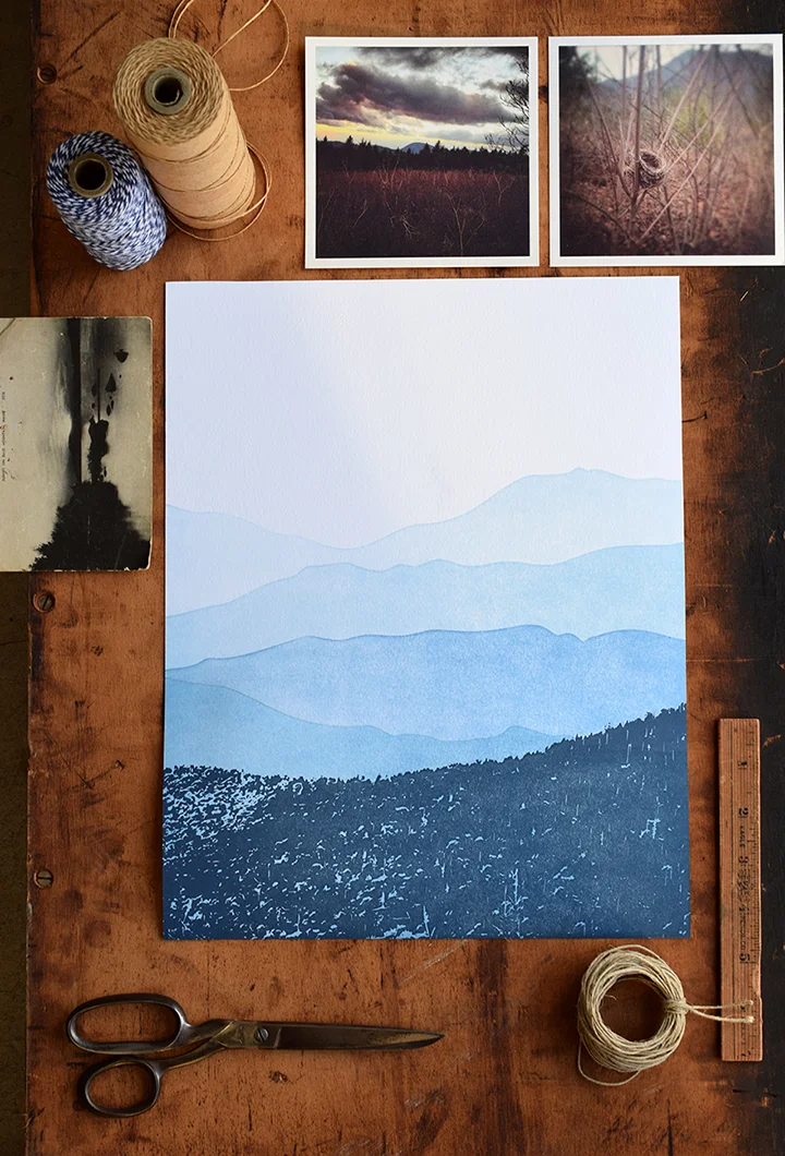 11x14 Mountain Print : Letterpress Printed
