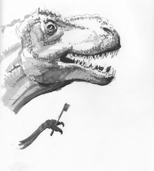 A Couple of Dinosaurs and a monster