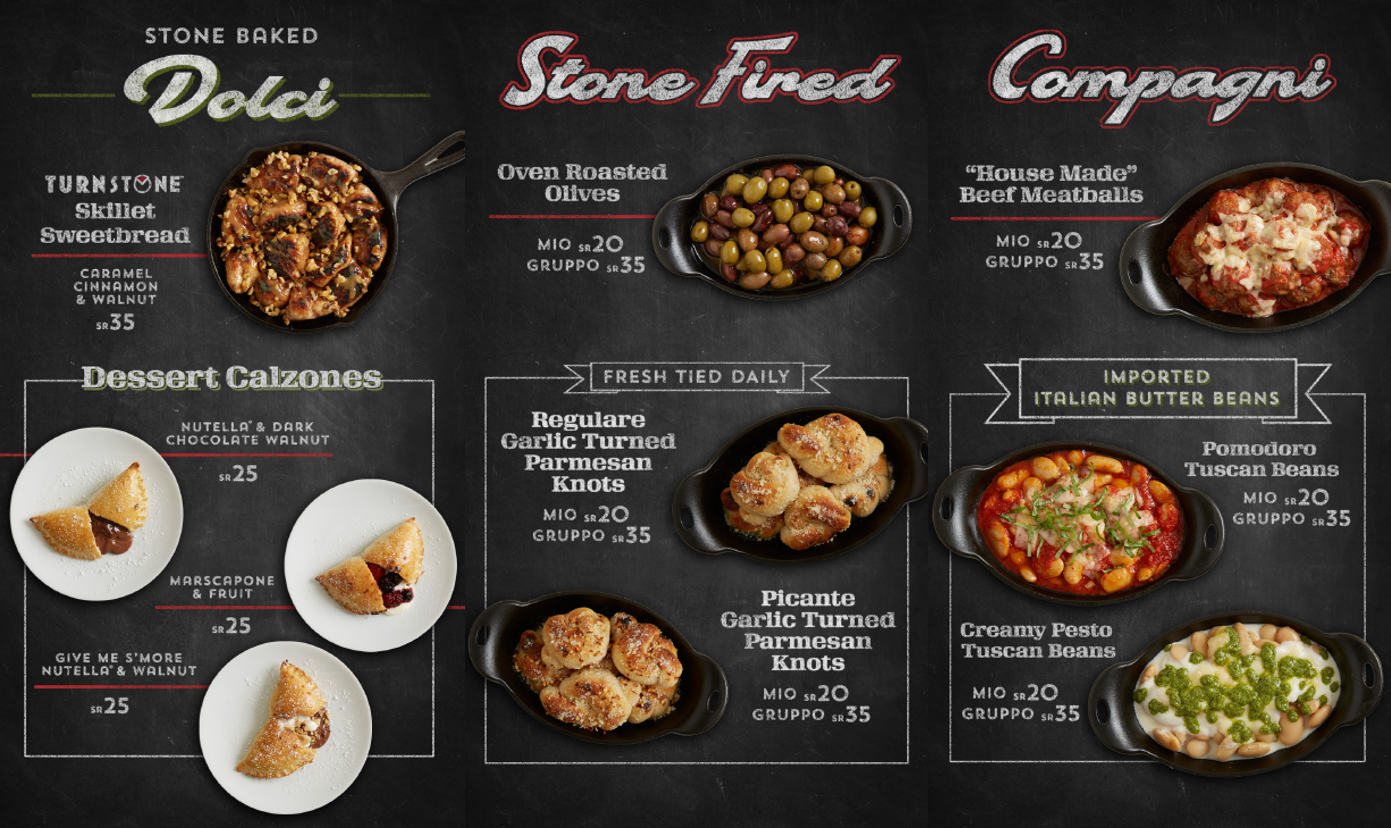 TURNSTONE PIZZA COMPAGNI & DOLCI MENU PANELS